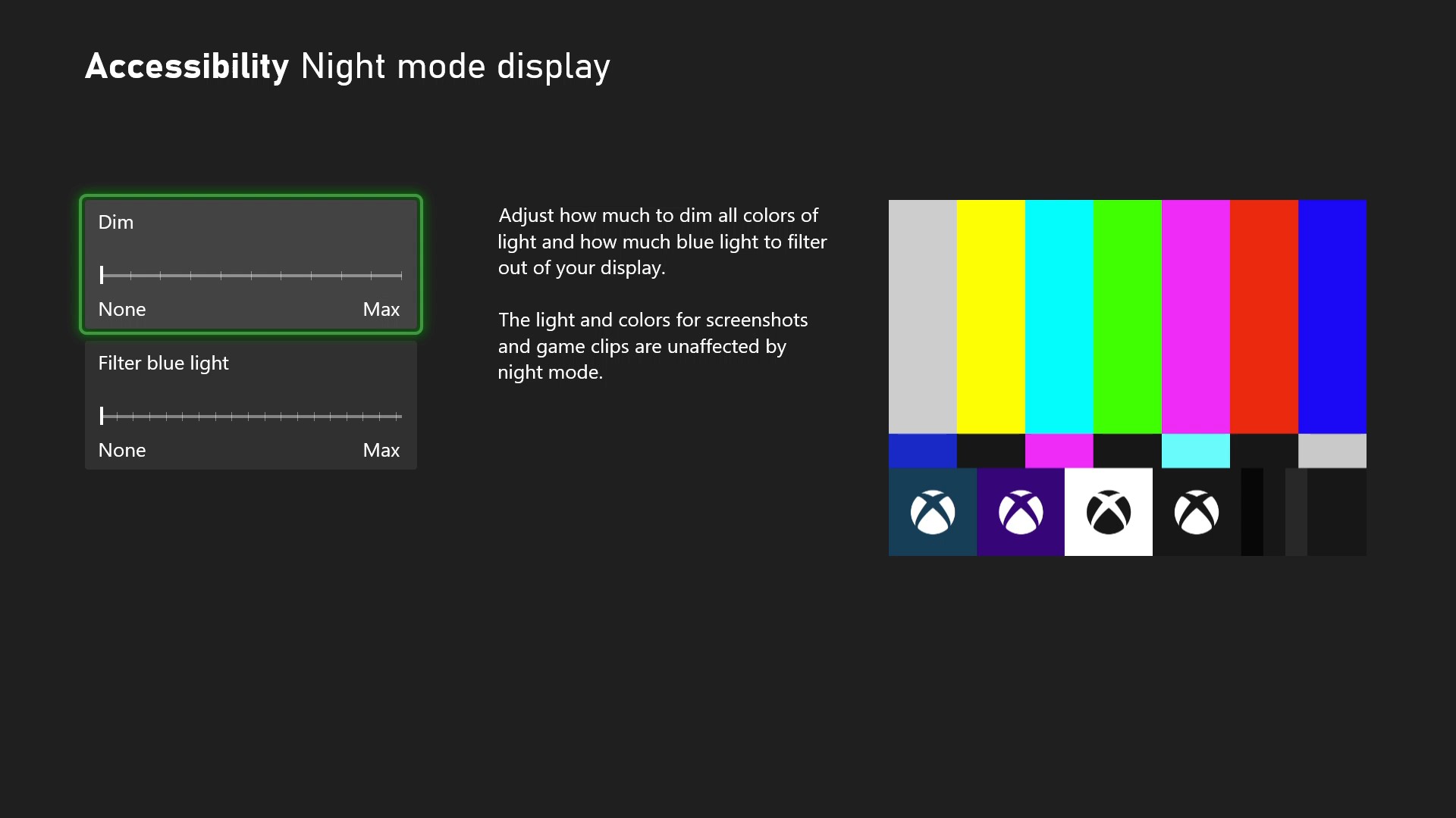 October Xbox Update - Night Mode Off
