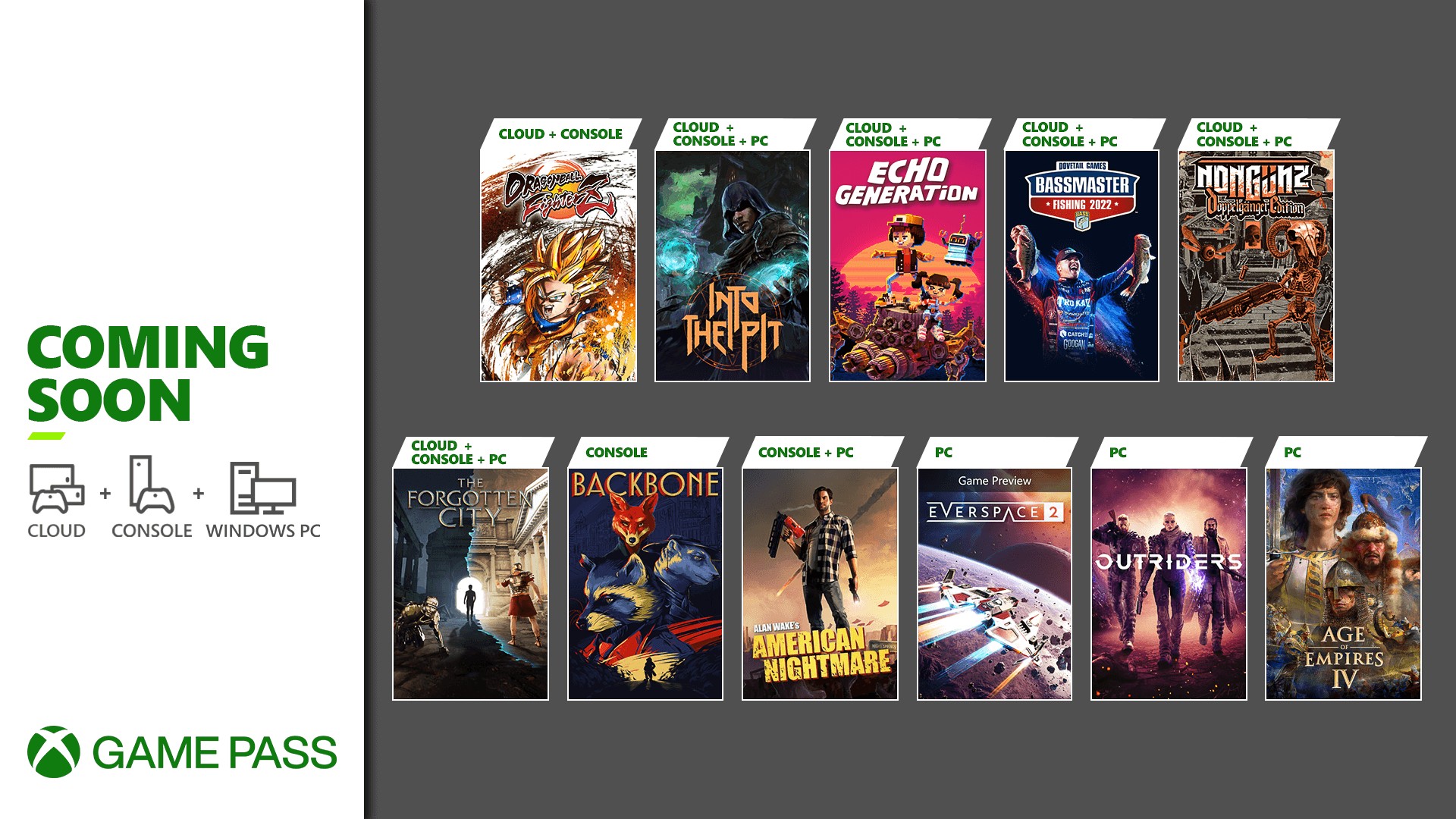 Xbox Game Pass Coming Soon - October 2021