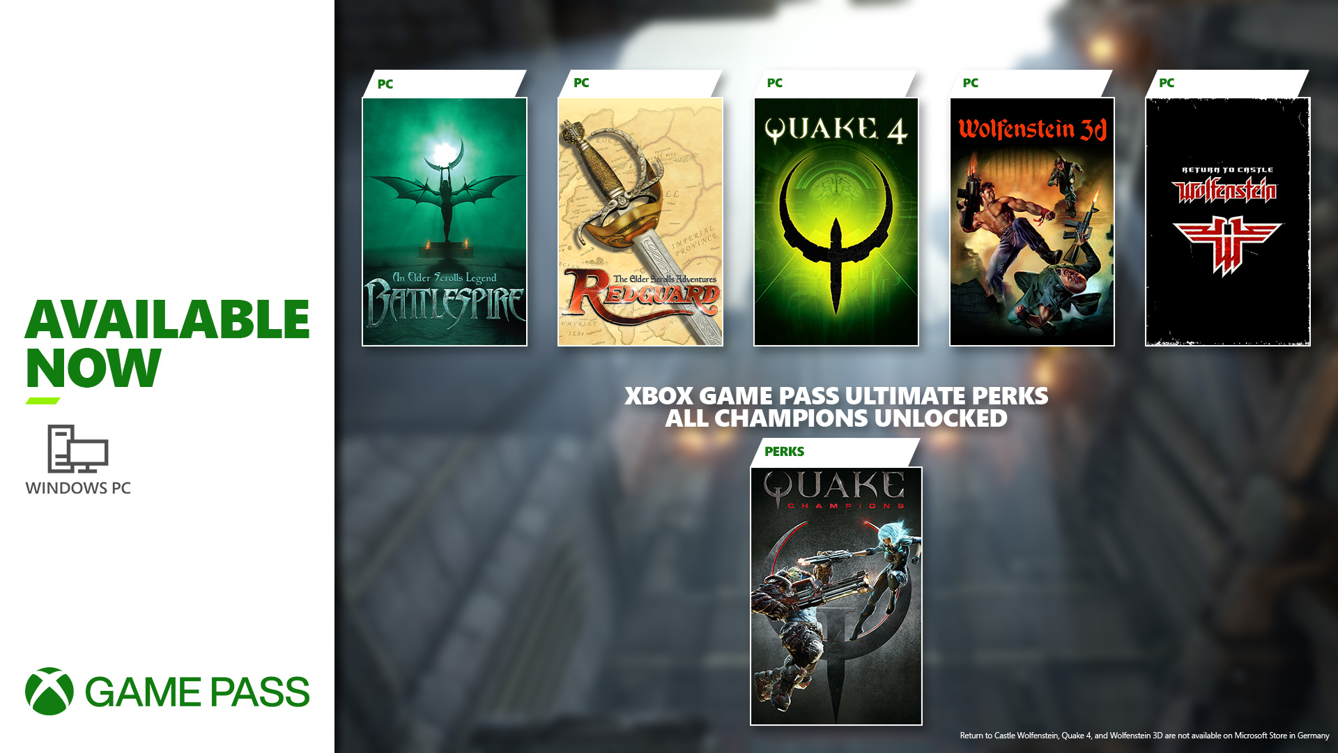 Available Today with PC Game Pass: Quake 4, Wolfenstein 3D, and More - Xbox  Wire