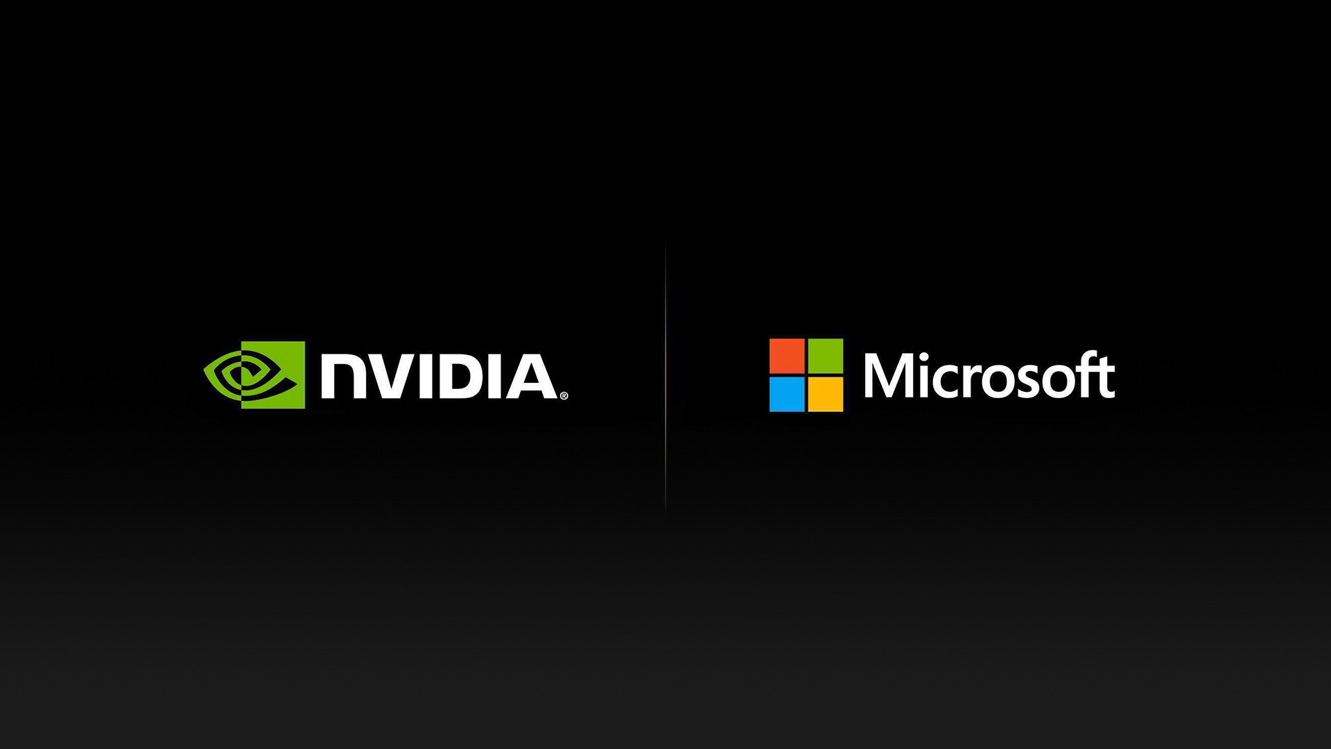NVIDIA and Microsoft logos on black background.