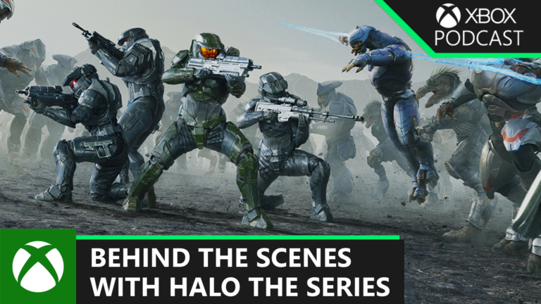 Halo Spartans facing off against a horde of Covenant enemies.