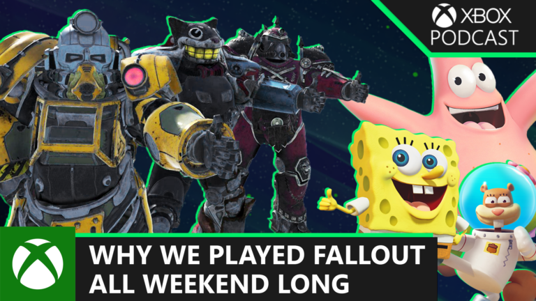 Fallout 76 characters and SpongeBob characters give each other a thumbs up.