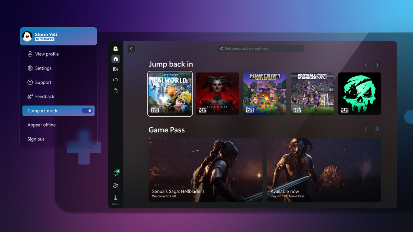 Compact Mode continues evolving in the Xbox App on PC