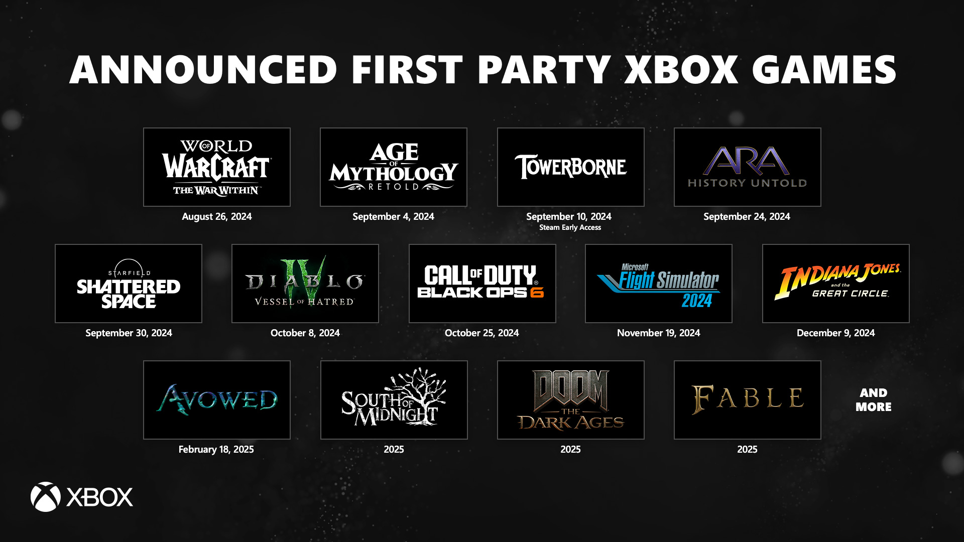 Xbox Game Line Up Asset