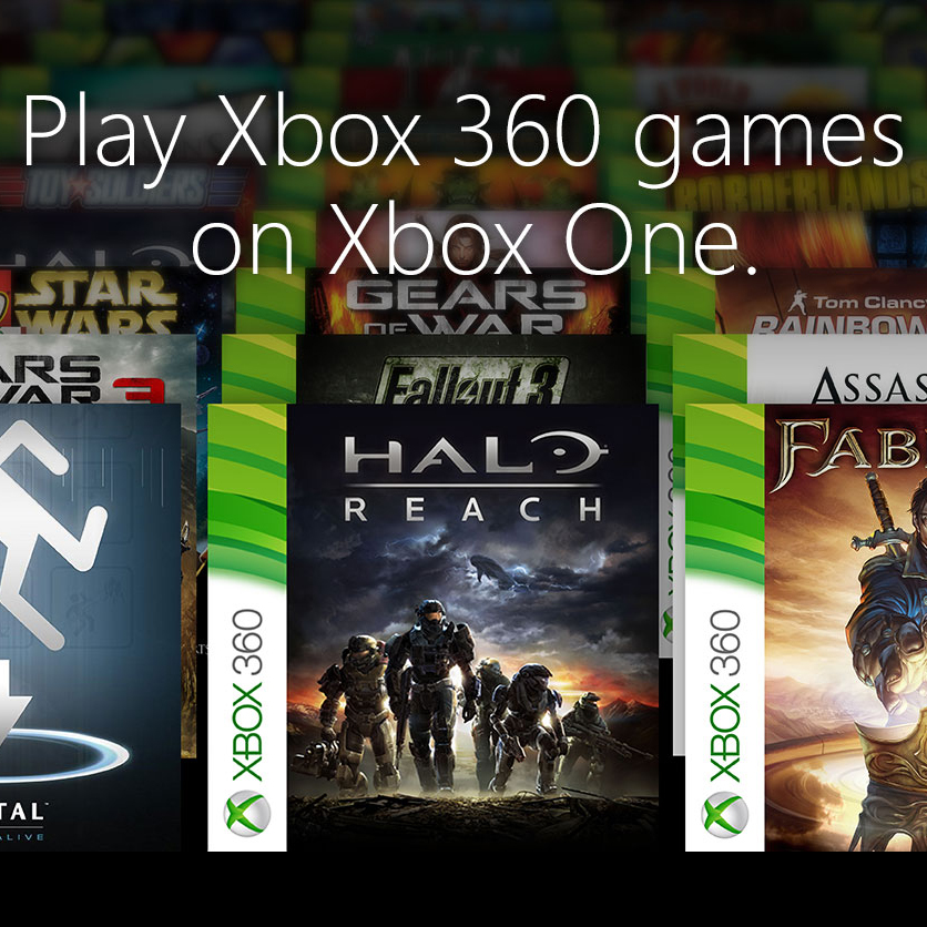 Backward compatibility image with new titles including Braid, Portal, Halo Reach and Fable 3
