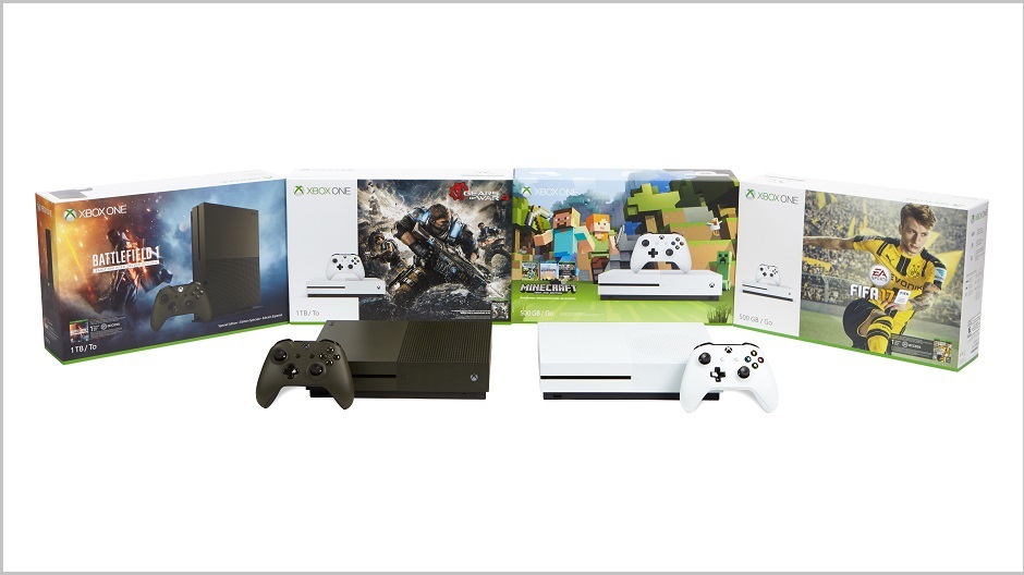 Picture of various Xbox One S bundles available this holiday