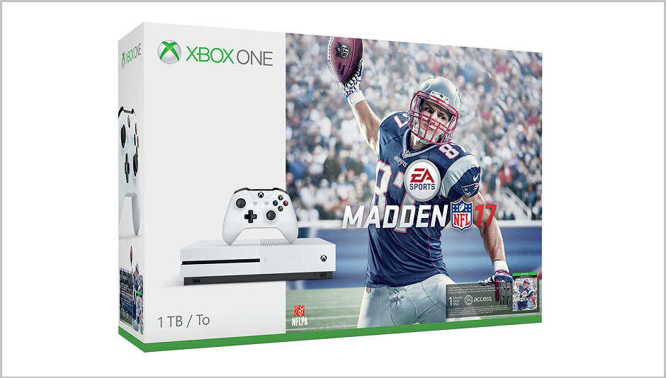 Front box shot of the Xbox One S Madden NFL 17 Bundle