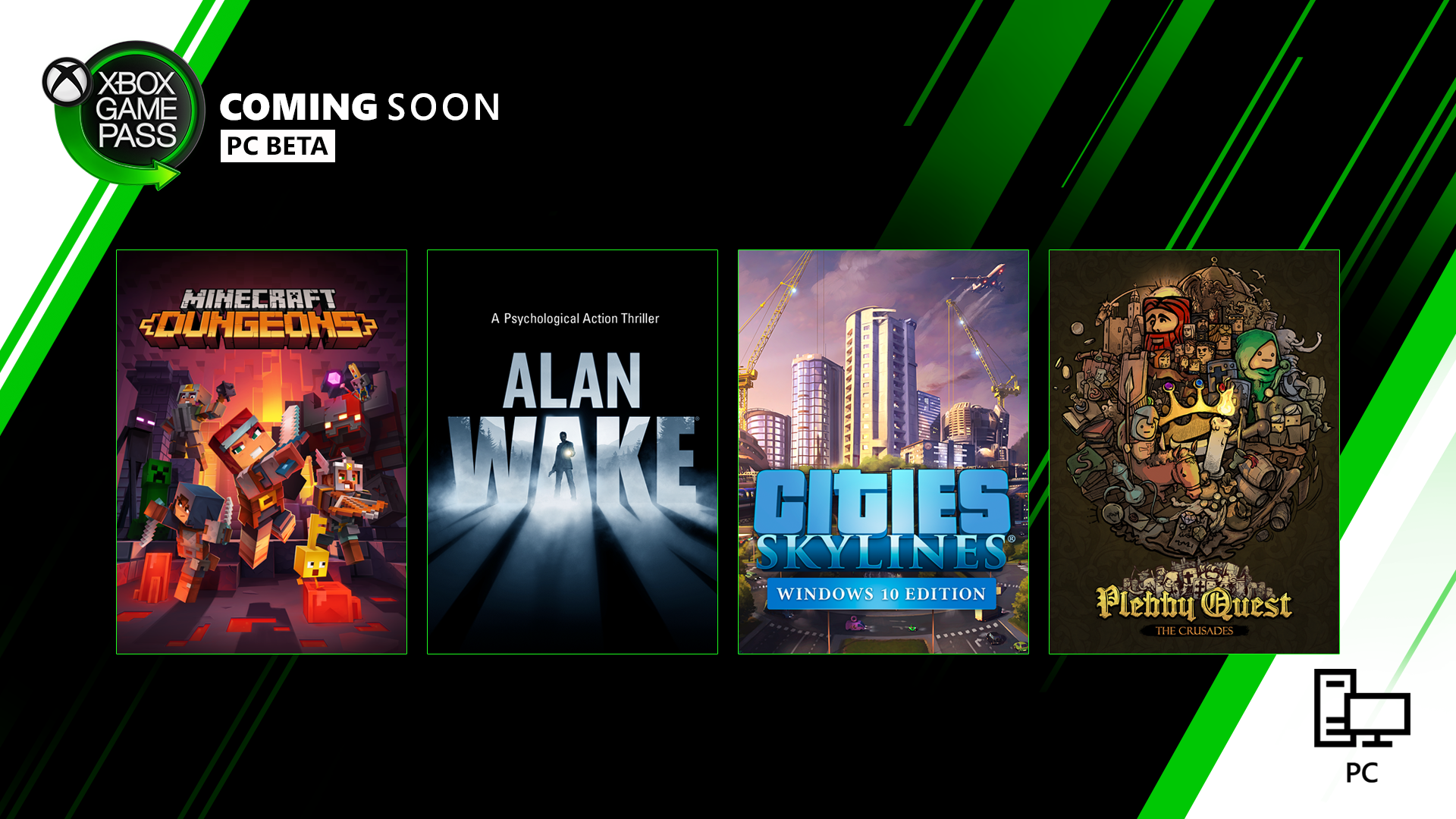Neu im Xbox Game Pass für PC (Beta): Minecraft Dungeons, Alan Wake, Cities: Skylines und mehr!