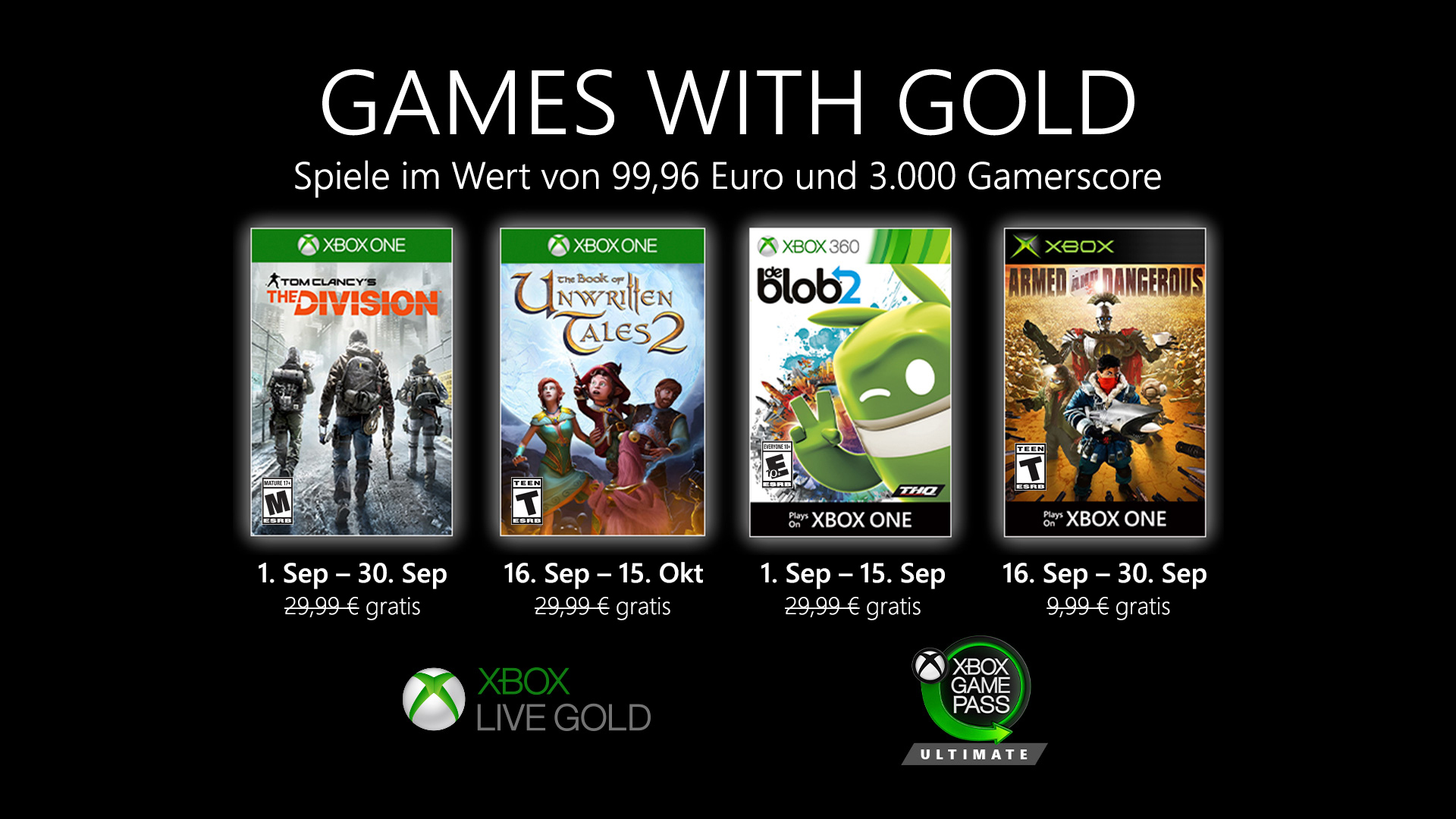 Games with Gold: Diese Spiele gibt es im September gratis