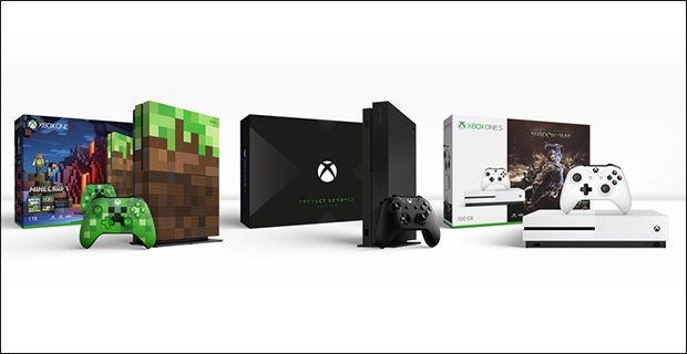 Resumen de gamescom 2017, Imágenes de Xbox One S Minecraft, Xbox One X Project Scorpio Edition, Xbox One S Shadow of War